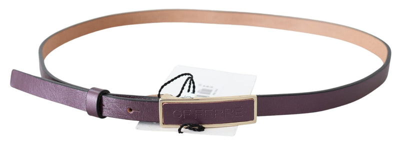 Elegant Maroon Leather Belt with Gold-Tone Buckle GF Ferre