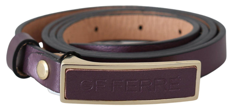 Elegant Maroon Leather Belt with Gold-Tone Buckle GF Ferre