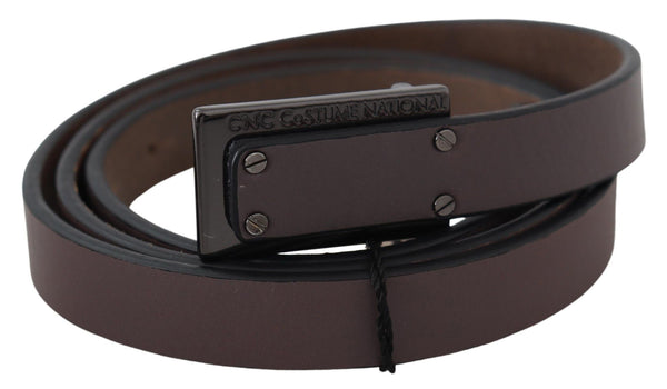 Elegant Dark Brown Leather Belt Costume National