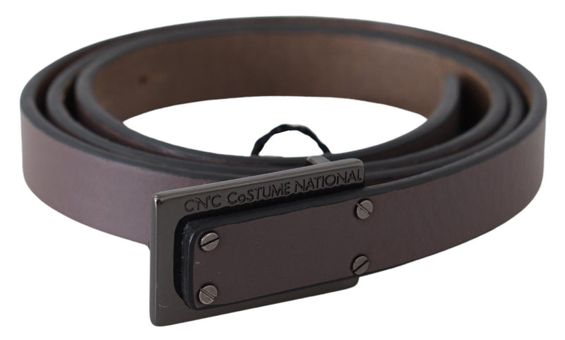 Elegant Dark Brown Leather Belt Costume National