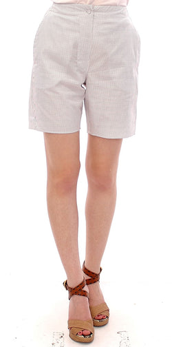 Chic White Checkered Cotton Shorts Andrea Incontri