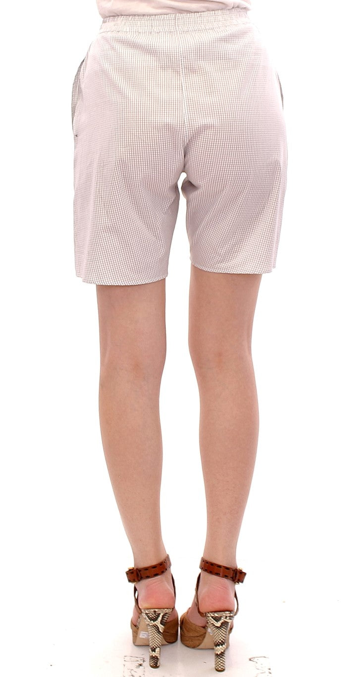 Chic White Checkered Cotton Shorts Andrea Incontri