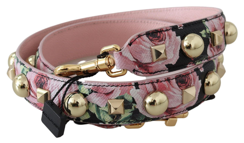 Floral Gold Stud Leather Strap in Pink Dolce & Gabbana