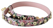 Floral Gold Stud Leather Strap in Pink Dolce & Gabbana