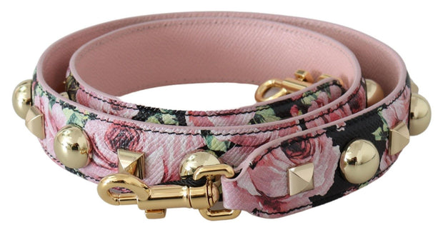 Floral Gold Stud Leather Strap in Pink Dolce & Gabbana