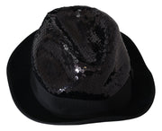 Elegant Black Sequin Fedora Hat Dolce & Gabbana