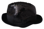 Elegant Black Sequin Fedora Hat Dolce & Gabbana