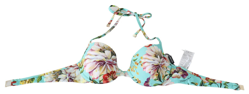 Chic Mint Green Floral Bikini Top Dolce & Gabbana