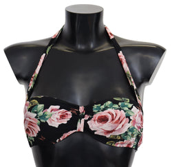 Elegant Black Floral Bikini Top Dolce & Gabbana