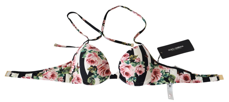 Elegant Rose Print Bikini Top Dolce & Gabbana