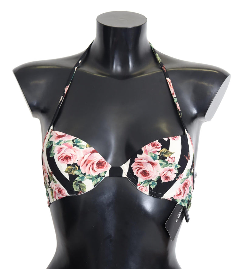 Elegant Rose Print Bikini Top Dolce & Gabbana