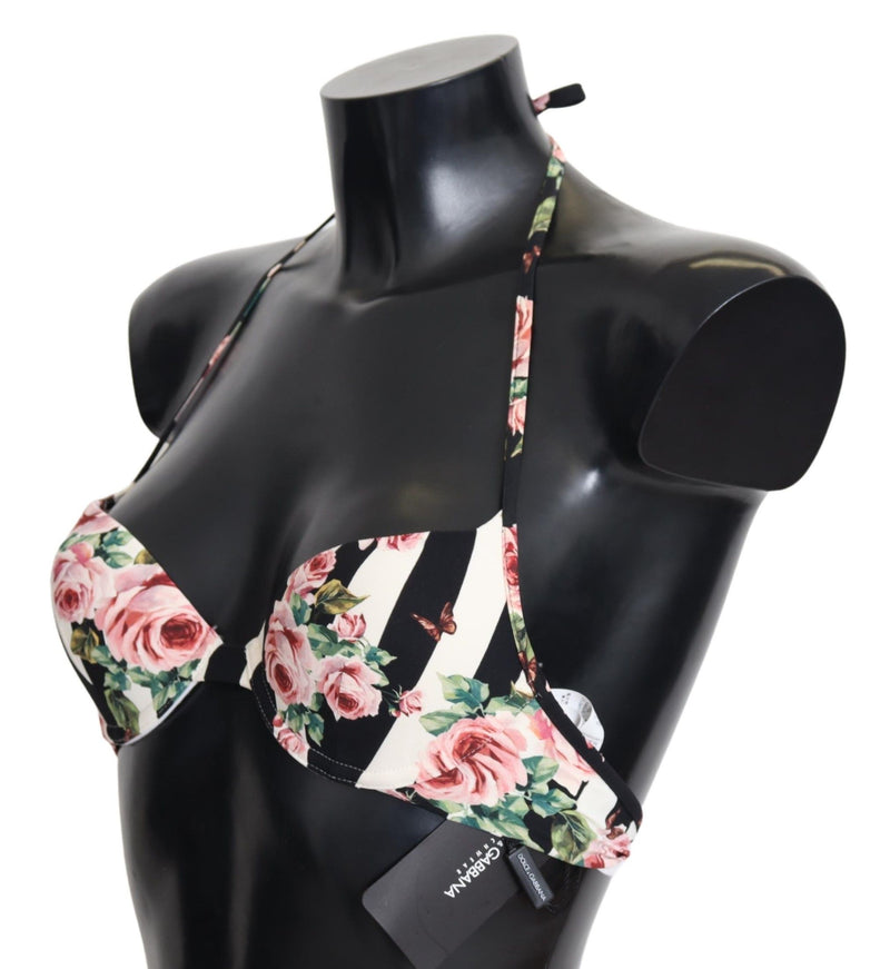 Elegant Rose Print Bikini Top Dolce & Gabbana