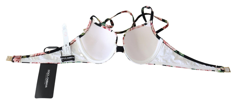 Elegant Rose Print Bikini Top Dolce & Gabbana