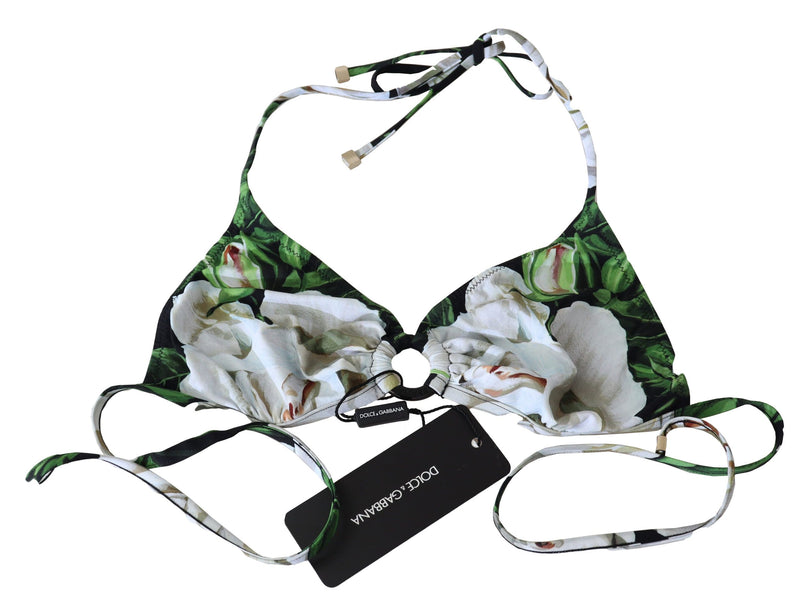 Floral Print Bikini Top with Logo Clasp Dolce & Gabbana