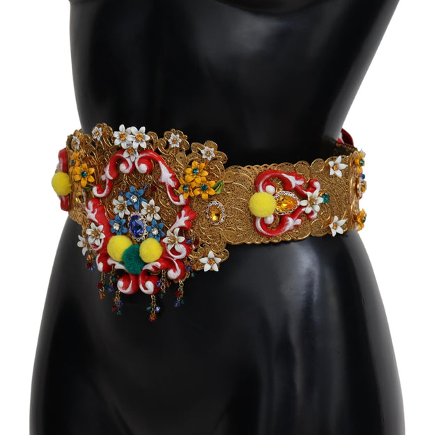 Gold-Tone Floral Crystal Waist Belt Dolce & Gabbana