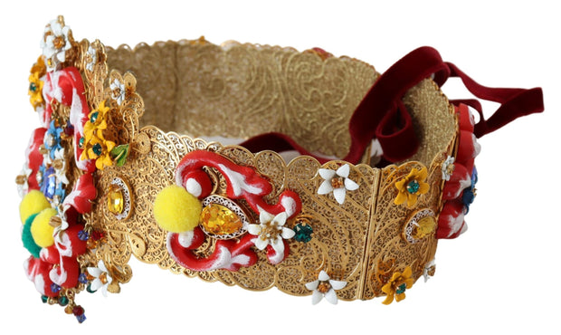 Gold-Tone Floral Crystal Waist Belt Dolce & Gabbana