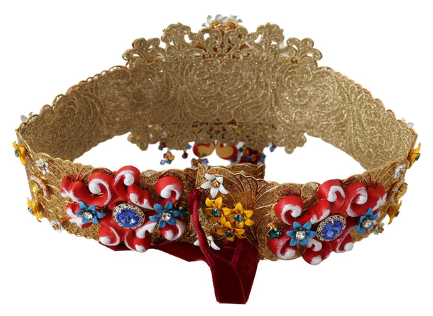 Gold-Tone Floral Crystal Waist Belt Dolce & Gabbana