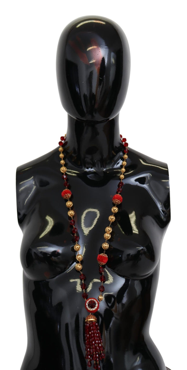 Elegant Red Crystal Gold-Plated Necklace Dolce & Gabbana