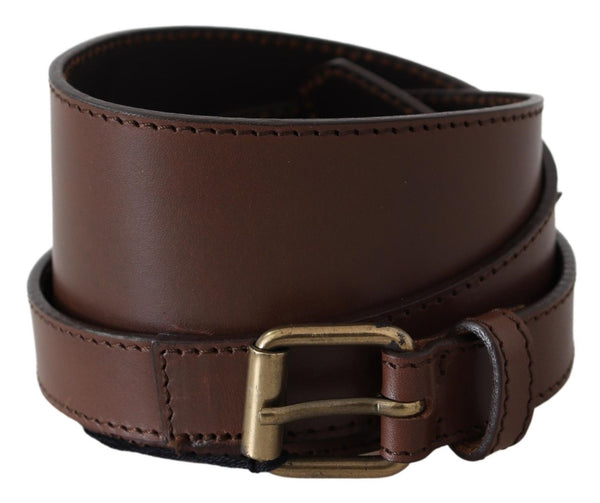 Elegant Rustic Gold-Tone Leather Belt PLEIN SUD