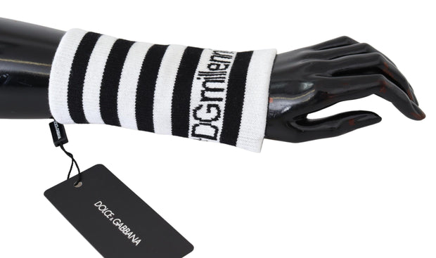 Elegant Black & White Wool Blend Wrist Wrap Dolce & Gabbana