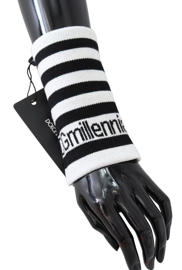 Elegant Black & White Wool Blend Wrist Wrap Dolce & Gabbana