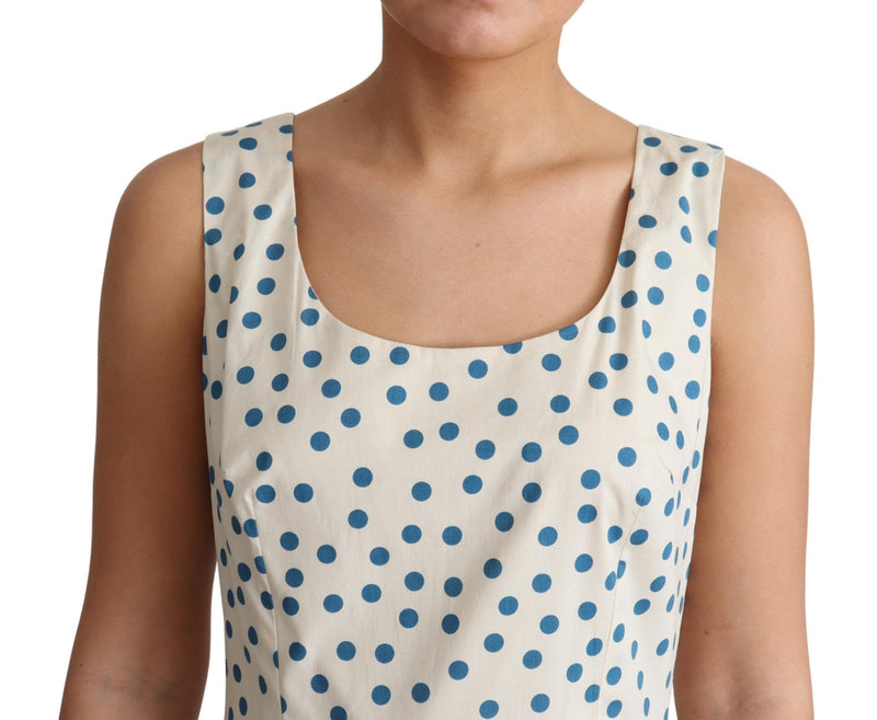Elegant Beige Polka Dot A-Line Sleeveless Dress Dolce & Gabbana