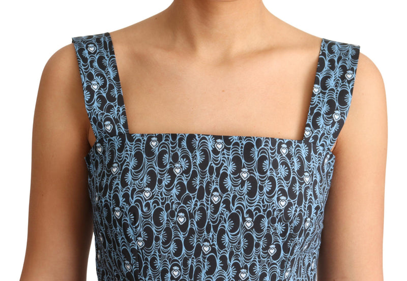 Elegant Sleeveless A-line Blue Heart Dress Dolce & Gabbana