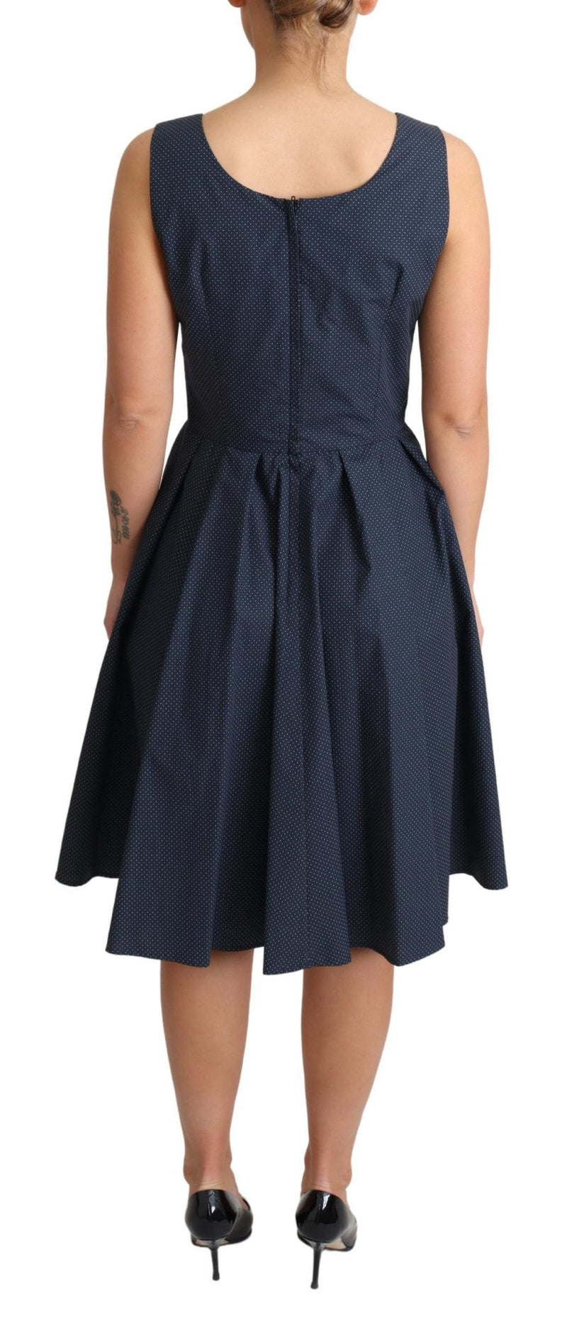 Elegant Polka-Dotted Blue A-Line Dress Dolce & Gabbana