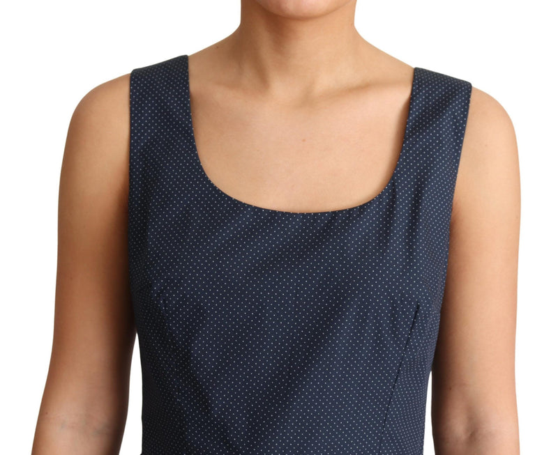 Elegant Polka-Dotted Blue A-Line Dress Dolce & Gabbana