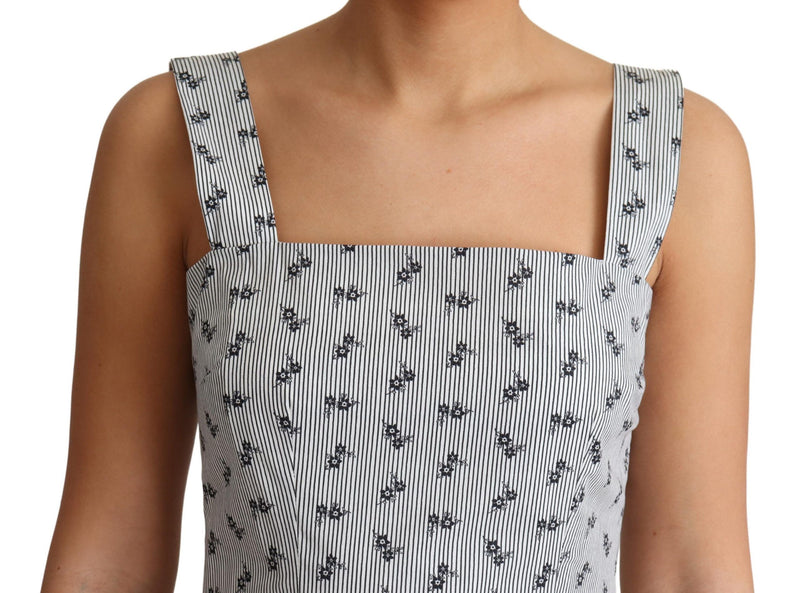 Elegant Striped Floral A-Line Dress Dolce & Gabbana