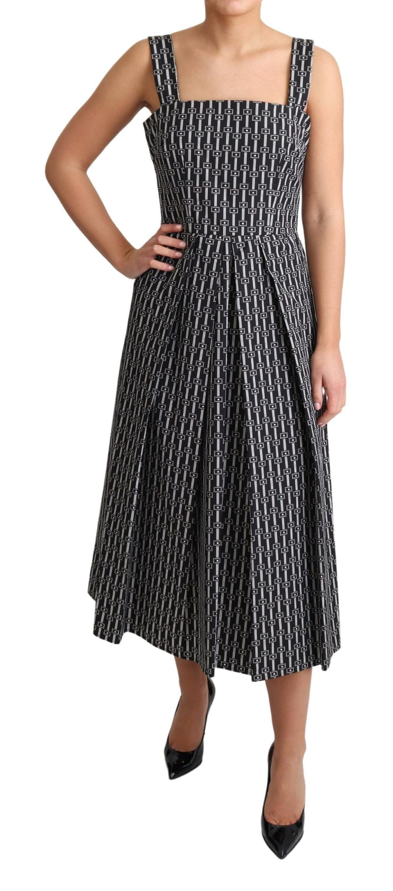 Elegant Sleeveless Geometric A-line Dress Dolce & Gabbana