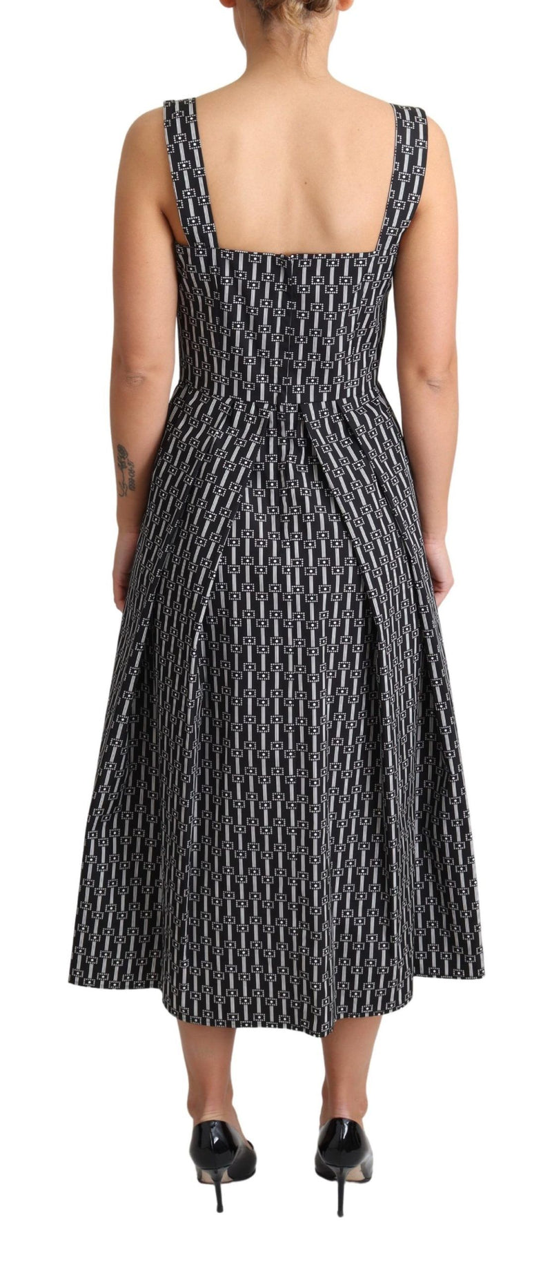 Elegant Sleeveless Geometric A-line Dress Dolce & Gabbana