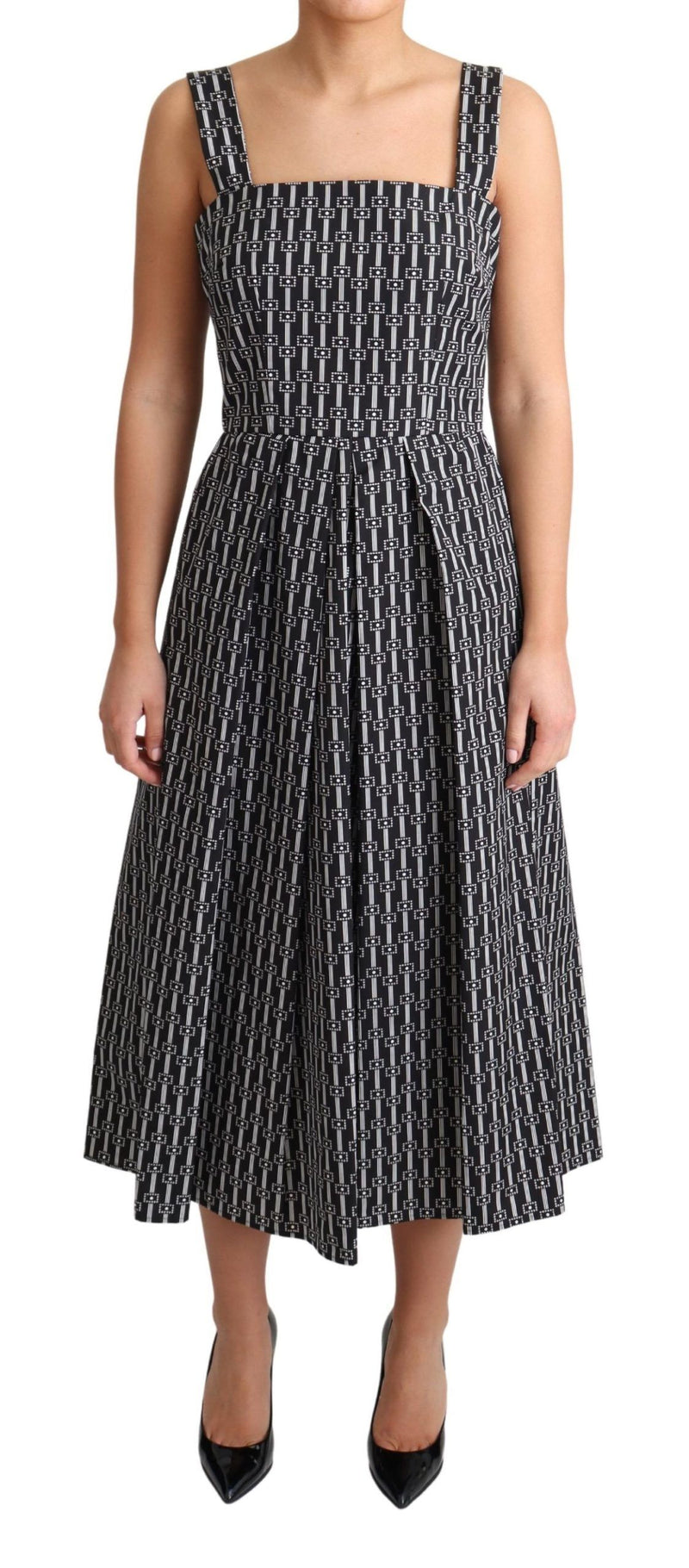 Elegant Sleeveless Geometric A-line Dress Dolce & Gabbana