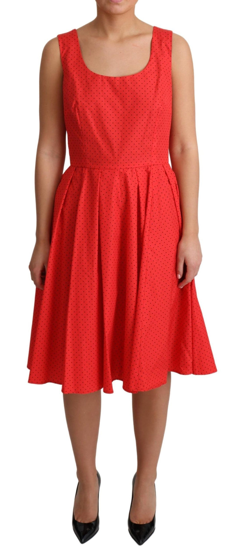 Elegant Polka Dotted A-Line Sleeveless Dress Dolce & Gabbana