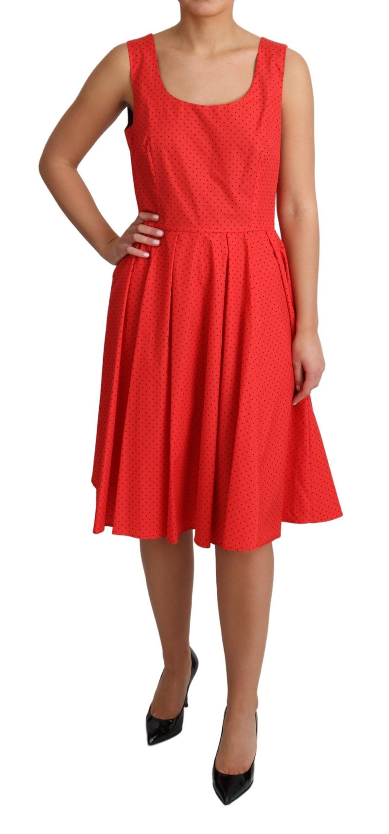 Elegant Polka Dotted A-Line Sleeveless Dress Dolce & Gabbana