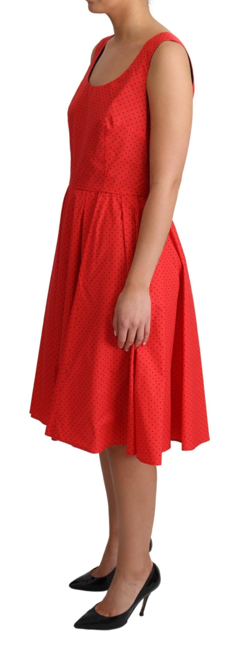 Elegant Polka Dotted A-Line Sleeveless Dress Dolce & Gabbana