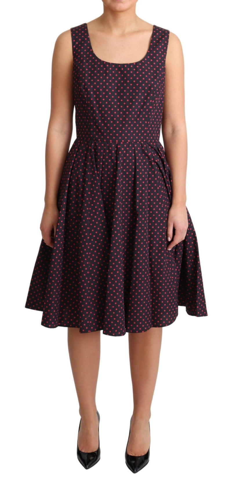 Chic Polka Dotted A-Line Sleeveless Dress Dolce & Gabbana