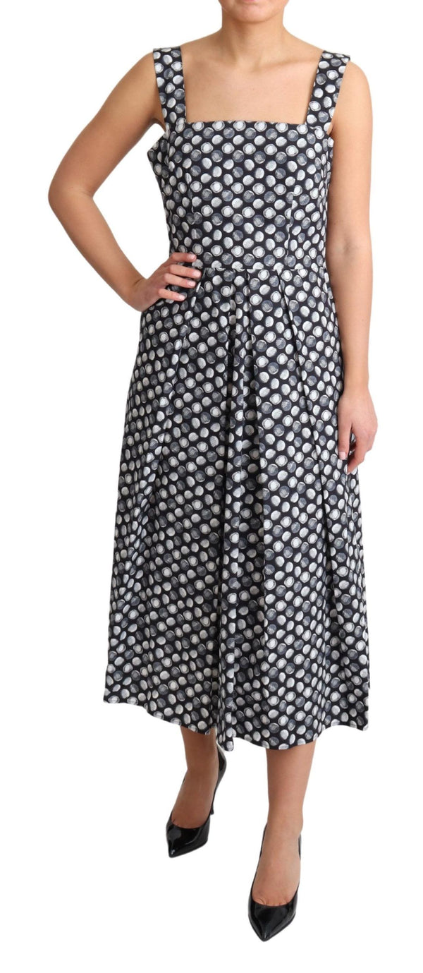 Elegant Sleeveless Geometric Midi A-Line Dress Dolce & Gabbana