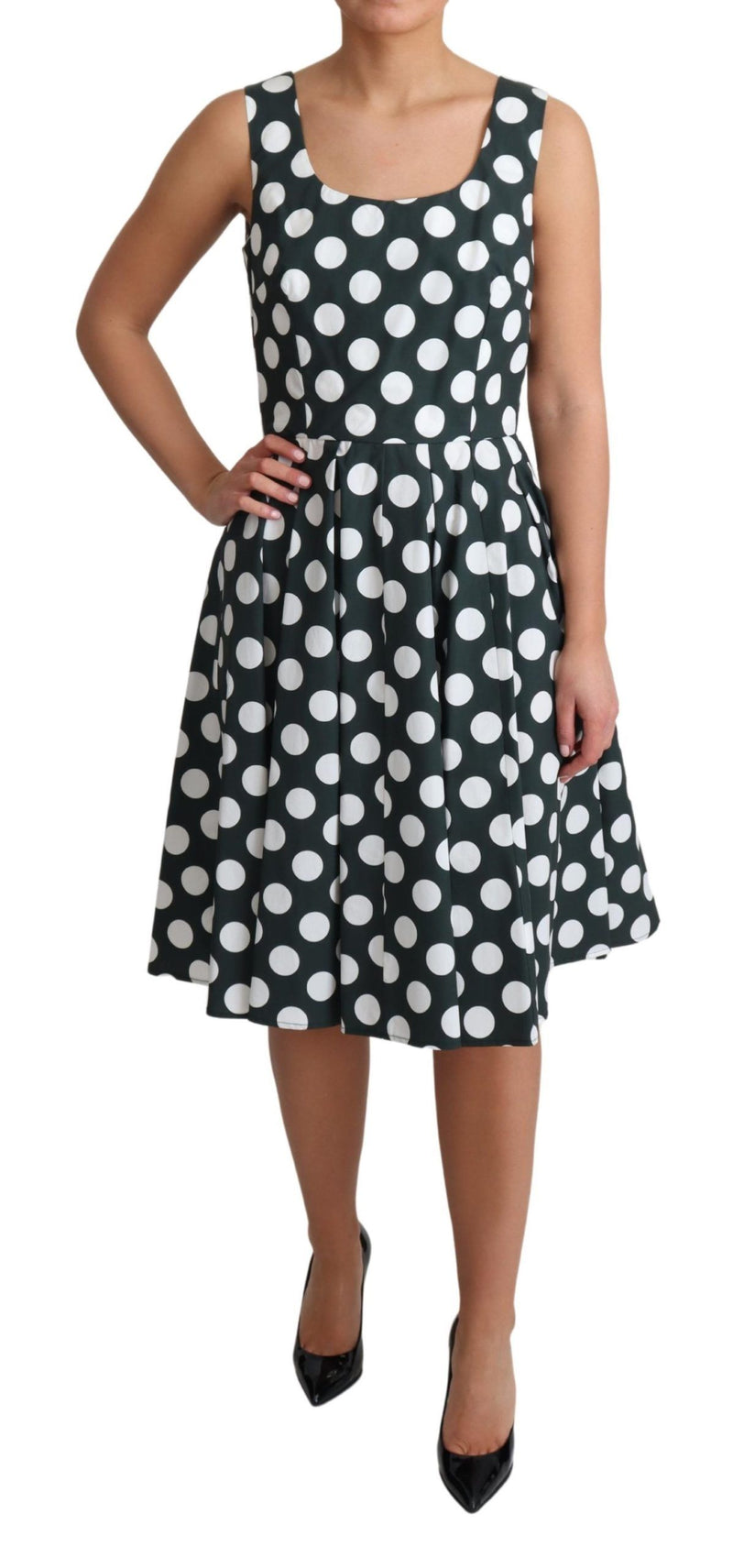 Chic Polka Dot A-line Sleeveless Dress Dolce & Gabbana