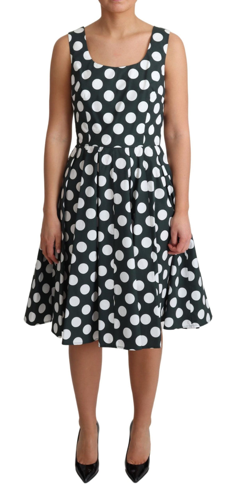 Chic Polka Dot A-line Sleeveless Dress Dolce & Gabbana