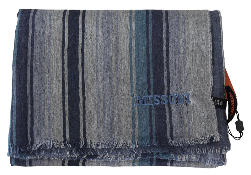 Elegant Multicolor Wool Scarf with Logo Embroidery Missoni