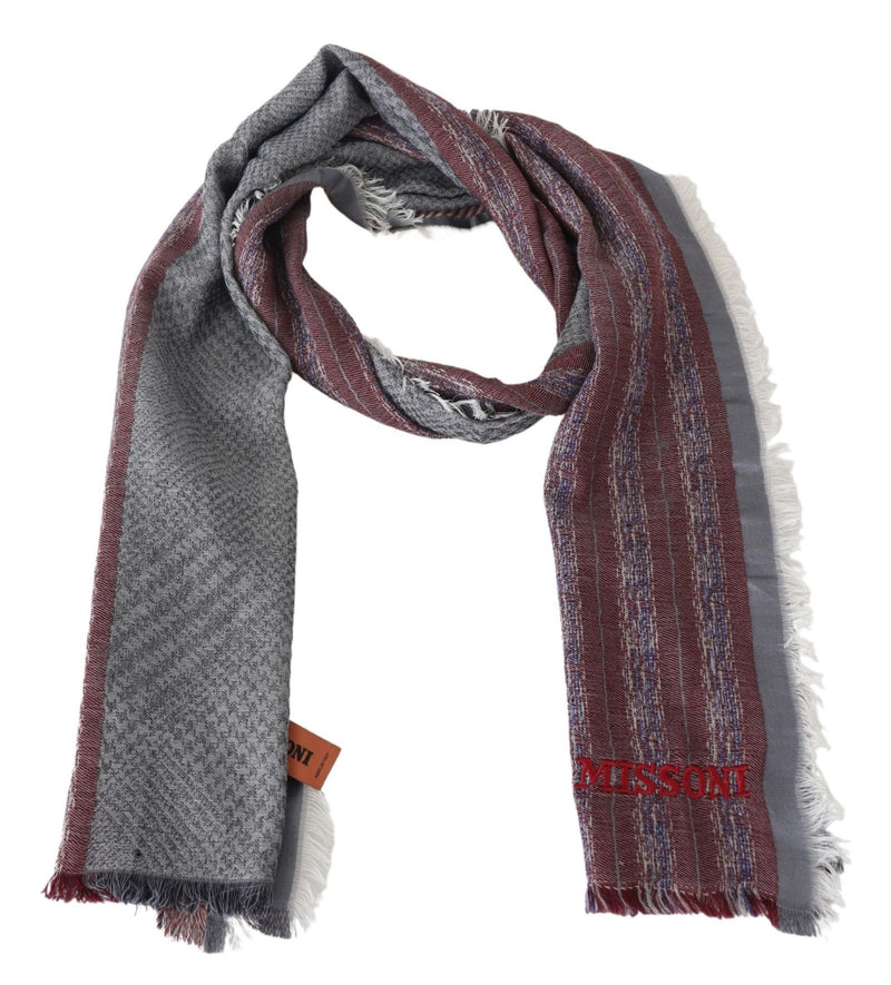 Elegant Wool Striped Logo Scarf Missoni