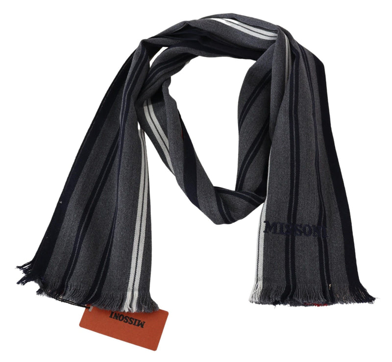 Elegant Multicolor Wool Scarf with Logo Embroidery Missoni