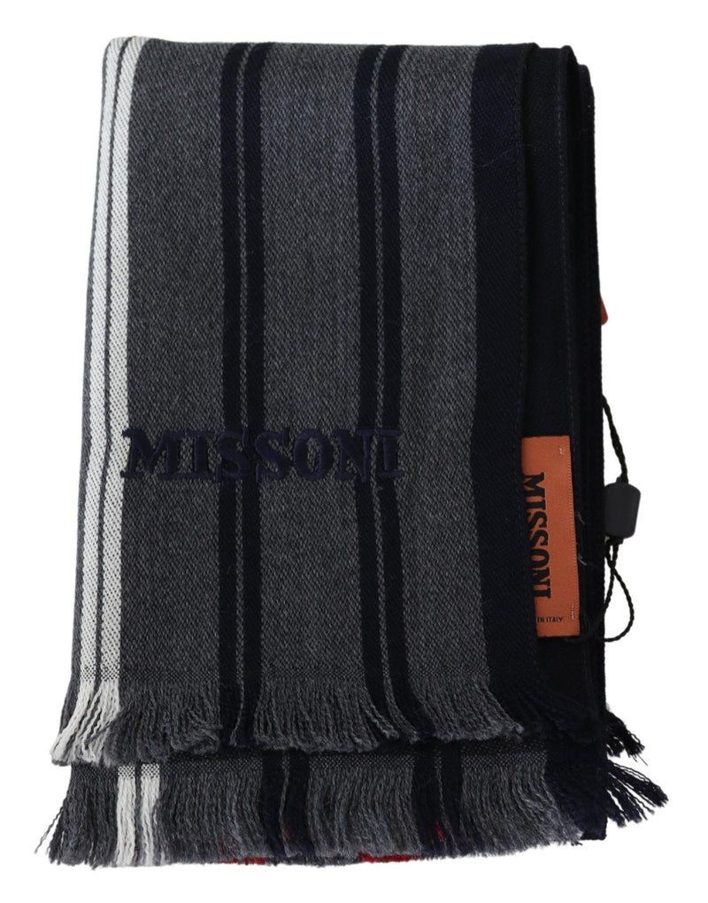 Elegant Multicolor Wool Scarf with Logo Embroidery Missoni