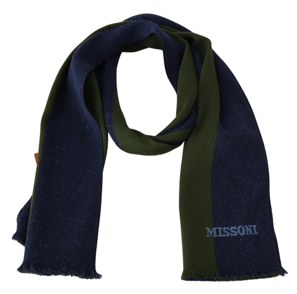 Authentic Wool Scarf with Stripes and Logo Embroidery Missoni