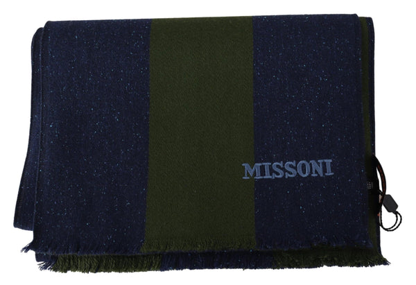 Authentic Wool Scarf with Stripes and Logo Embroidery Missoni