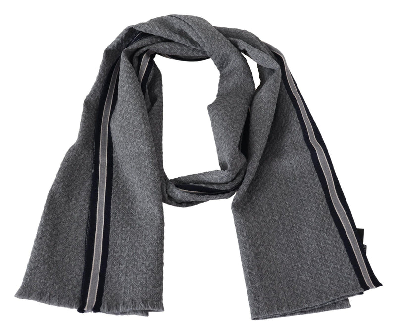 Elegant Gray Wool Scarf with Signature Stripes Missoni