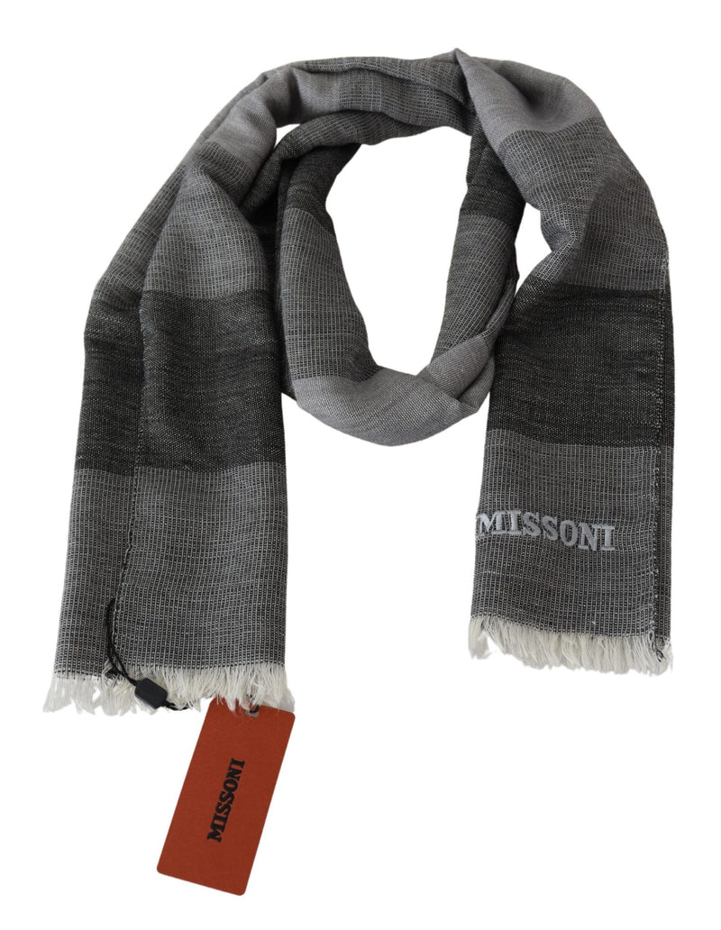 Elegant Striped Wool Scarf with Logo Embroidery Missoni