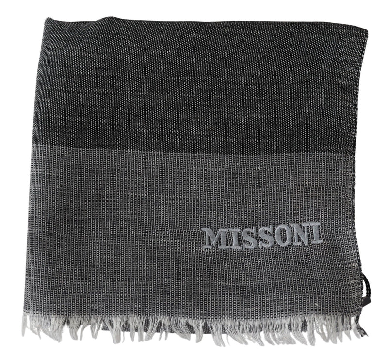 Elegant Striped Wool Scarf with Logo Embroidery Missoni