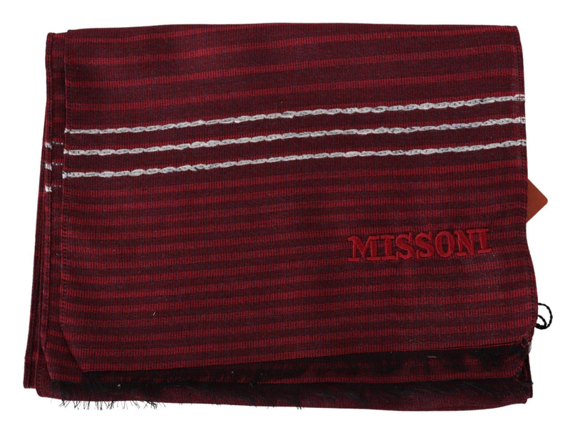 Elegant Wool Silk Blend Striped Scarf Missoni